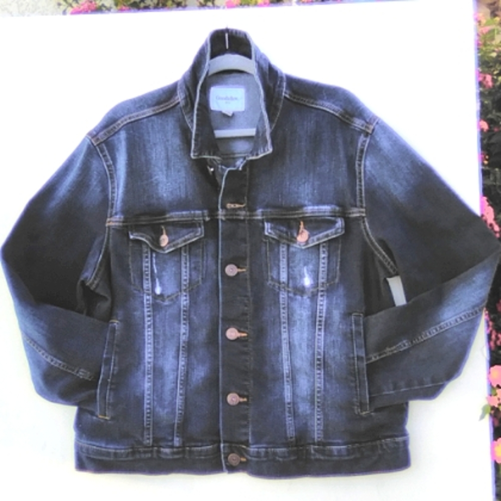 🍭Ladies goodiellow acid wash jean jacket size large